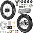 60/100-14 Front & 80/100-12 Rear Wheel Kit 2.50-14 3.00-12 Dirt Bike Tire Rim Assembly Compatible with 110cc 125cc SSR SR125 CRF70 CRF110F KX65 KLX110 PW80 TTR90 TTR110 JR80 DS80 Motorcycle