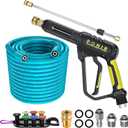 POHIR 3600PSI Pressure Washer Gun and Hose 50ft, Power Washer Hose Gun 15 in Extension Wand Accessories Replacement Parts Kit with Nozzle Tips and 3/8'' QC Set Suitable for Home and Outdoor Cleaning