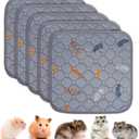 Sunheir Washable Pee Pads for Small Pet 5-Pack, Reusable Pet Training Pads Absorbent & Leak-Free, Waterproof Pee Pads for Dog Cat Rabbit Guinea Pig Hamster, Whelping Pad (Leaves - Light Grey, 12x12)