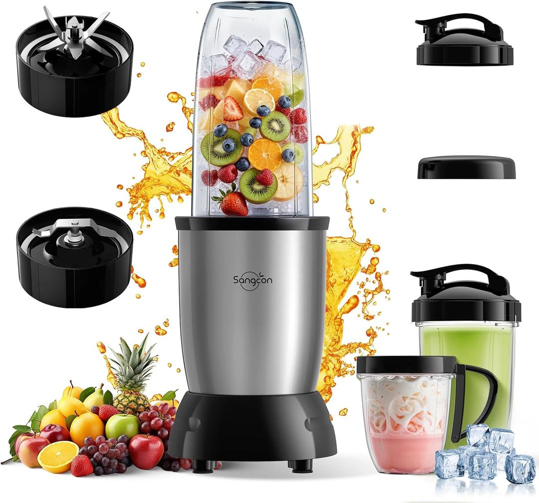 Sangcon 1000w Smoothie Blender for Kitchen, Blender for Smoothies, with 24oz/19oz/10oz Bpa-Free Cups Upgraded Portable Personal Blenders for Shakes, Frozen fruit, Baby Food, Spice Grinding & More