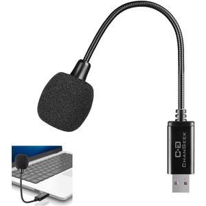 Mini USB Microphone for Laptop and Desktop Computer, with Gooseneck & Universal USB Sound Card, Compatible with PC and Mac, Plug & Play, Ideal Condenser Mic for Remote Work, Online Class