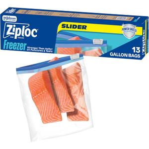 Ziploc Gallon Food Storage Freezer Slider Bags, Power Shield Technology for More Durability, 13 count