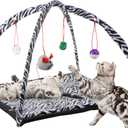 PETMAKER Cat Activity Center- Interactive Play Area Station for Cats, Kittens with Fleece Mat, Hanging Toys, Foldable Design for Exercise, Napping