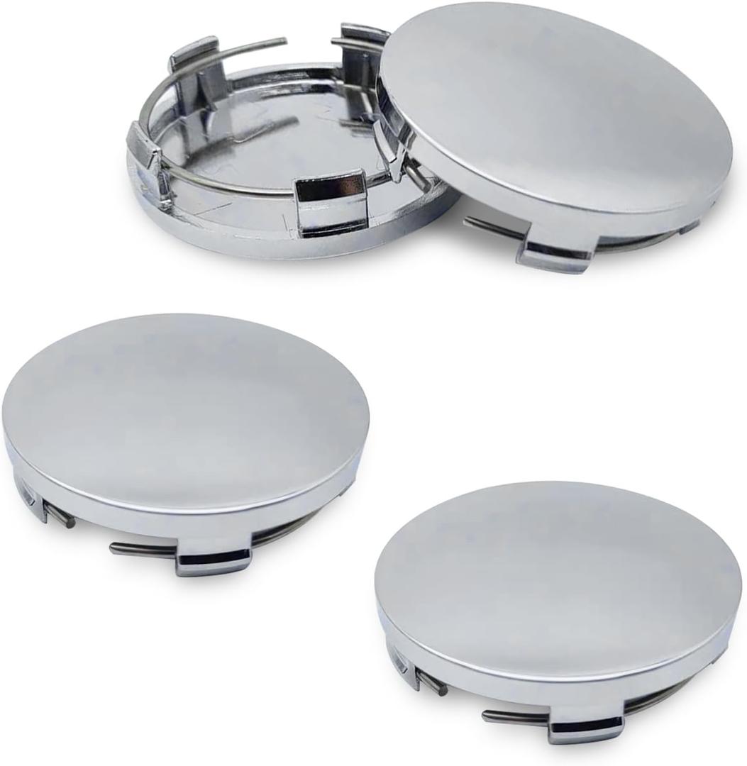 4PCS Car Wheel Center Caps, 60MM/2.36In OD 56MM/2.2In ID, Scratch-Resistant & Rust-Proof ABS Snap-in Vehicle Rim Hub Caps Accessories, Universal for Cars, SUVs, Trucks (Silver)