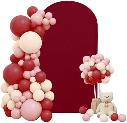 7.2FT Spandex Fitted Wedding Arch Cover Round Top Stand Covers Double-Side Chiara Cover Backdrop Cover for Wedding Birthday Party Ceremony Baby Shower Decoration(Burgundy)