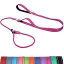 Erbine 6FT Slip Lead Dog Leash with Double Padded Handle, Anti-Tangle Slip Leads for Dogs, Reflective Nylon No-Pull Training Leash for Medium Dogs, Hot Pink