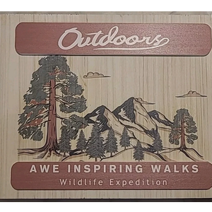 Wooden Plaque "Outdoors, Awe Inspiring Walks, Wildlife Expedition" 10"x 8 " New