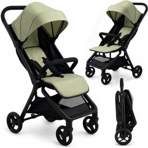 Baby Doll Compact Travel Stroller for Girls, Folding Doll Stroller with Canopy, 31" Tall Lightweight Toy Doll Pram for Bigger Kids, Realistic Pretend Play, Fits All Dolls (Olive Green)