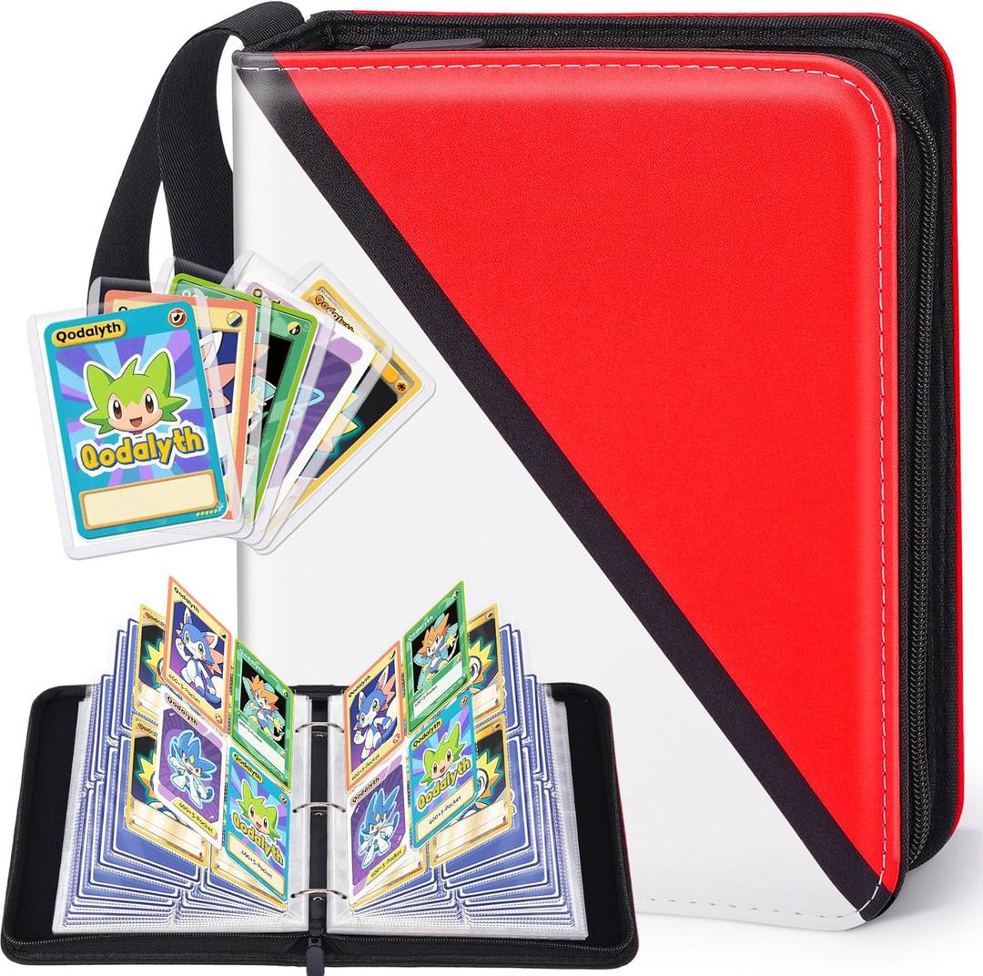 Card Binder  4 Pocket Zipper Collection Album, Premium PU Holder, Double-Sided Display for 400 Cards, Includes 5 Hard Plastic Sleeves for Game Cards, Sports Cards Card Binder  4 Pocket Zipper Collection Album, Premium PU Holder, Double-Sided Display for 400 Cards, Includes 5 Hard Plastic Sleeves for Game Cards, Sports Cards