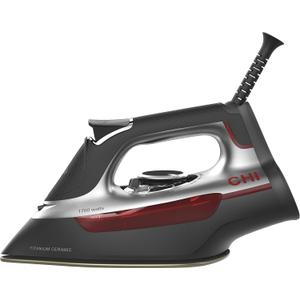 CHI Steam Iron for Clothes with 300+ Holes for Powerful Steaming, Temperature Guide Dial, 1700 Watts, XL 10 Cord, 3-Way Auto Shutoff, Titanium Infused Ceramic Soleplate, Silver (13101)