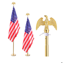 8FT Indoor Flagpole Kit, Deluxe Gold Eagle Topper Sectional Flag Pole with Base Stand, Premium Aluminum Pole Heavy Duty Flag Pole with 3x5Ft US Flag for Schools, Office, Hall