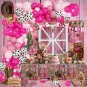 Cowgirl Birthday Party Decorations For Girls,Pink Balloons Arch Kit,Happy Birthday Banner,Backdrop,Centerpieces for Women Girls Party Decor