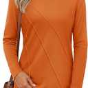 YUCOLEN Womens Long Sleeve Shirts Crewneck Cotton Basic T-Shirt Tops Soft Breathable Casual Tee Tshirt 2025 Fall Fashion Clothing, Dark Orange, Small