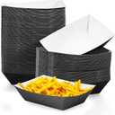 Yinkin 100 Pcs 2lb Paper Food Trays Boat 2lb Disposable Nacho Trays Kraft Paper Boat for Tacos Concession Easter Graduation Birthday Wedding Christmas Halloween Valentine Party Supplies(Black)
