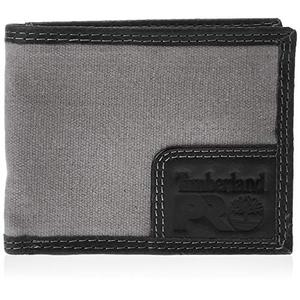Timberland PRO Men's Canvas Leather RFID Billfold Wallet with Back ID Window, Charcoal, One Size, 2PCS