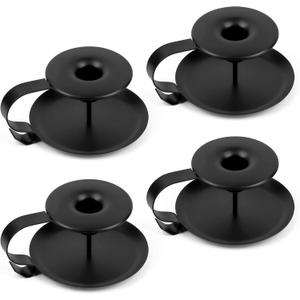 Candle Holders, Taper Candlesticks Holder Black with Handle,4 Pack Iron Candle Sticks for Wedding Home Vintage Table Centerpiece