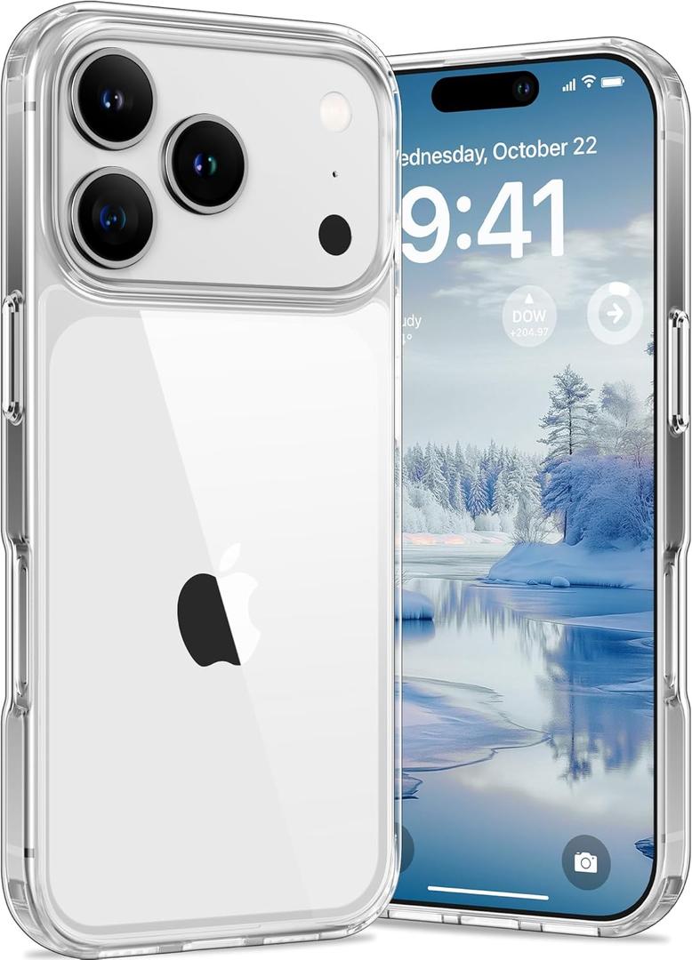 Vakoo Case for iPhone 17 Pro Max | Clear Anti-Yellowing, Hard Back, Military-Grade Drop Protection, Supports Wireless Charging - Transparent
