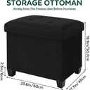 Ottoman with Storage, Rectangular Storage Ottoman, Linen Ottomans with Legs for Living Room Bedroom Dorm, 23.6" D x 17.7" W x 19.9" H, Black