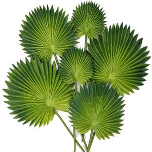 6 Pcs Pu Foam Artificial Palm Leaves Faux Palm Tropical Leaves Fake Palm Fronds for DIY Wedding Bouquets Fake Leaves for Centerpieces Arrangements Bridal Shower Palm Leaf for Party Home Decorations