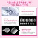 UNA GELLA Square Toe Nail Tips 216Pcs 15Sizes Full Cover Long Wider Toe Nail Tips Soft Gel Pre-etched Double Matte Fake Toe Nails Press Ons For Big Toe Nail Extensions Home DIY Nail Salon Soak Off