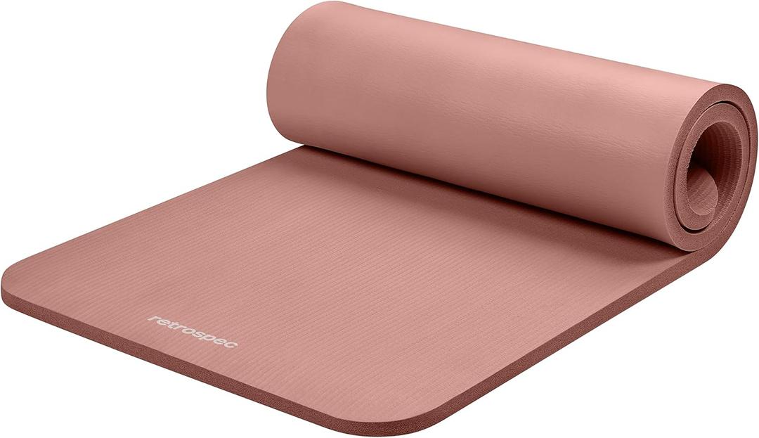 Retrospec Solana Yoga Mat 1" 1/2" Thick with Nylon Strap for Men & Women - Non Slip Exercise Mat for Yoga