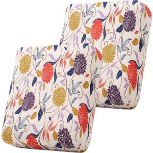 Smiry Printed Couch Cushion Covers, Stretch Soft Couch Covers for Sofa, Washable Non-Slip Sofa Slipcover Furniture Protector for Indoor and Outdoor (2 Pack, Orange)