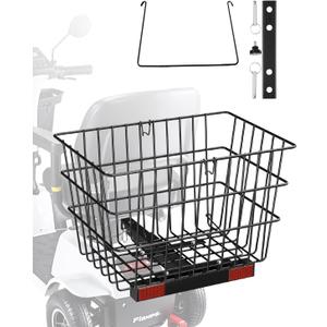 VEVOR Scooter Rear Basket, Heavy Duty Metal Wire Basket with Handle, Spacious Cargo Basket, Works with 1-inch Receiver, Compatible with Most Golden, Drive & Pride Mobility Scooter, 15.3 x 11.8 x 11.8"