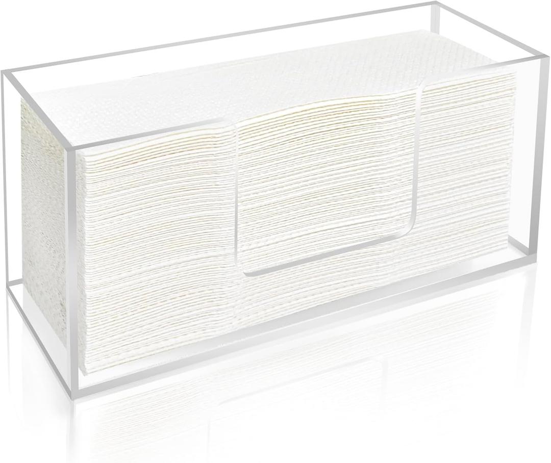 1Pack Acrylic Paper Towel Dispenser, Napkin Holder for Bathroom, Kitchen & Countertop  Paper Towel Holder Z-Fold/C-Fold/Multi-Fold Holder, Shatter-Resistant & Space-Saving (1)