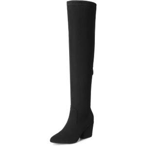 DREAM PAIRS Women's Pointed Toe Thigh High Over the Knee Boots Tall Chunky Blocked Heel Fall Long Fashion Sexy Boots (9.5)