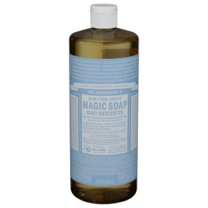 Dr. Bronners Baby Unscented Liquid Castile Soap, 32 FZ