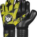 Soccer Goalkeeper Goalie Gloves Extreme Strong Control and Grip with Finger Protection High Performance Pro-Level Goalie Glove Anti-Slip Latex Palm Breathable Comfortable for Kids Youth Adult (8, Yellow)