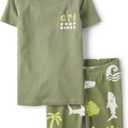 The Children's Place Boys' 100% Cotton Sleeve Top and Shorts 2 Piece Pajama Set, Size 16