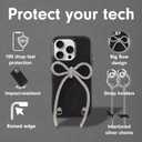 2 x Crossbody Case for iPhone 16 Pro - Black with Stylish Silver Detachable Chain - Big Bow