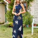 STYLEWORD Women's Summer Floral Halter Maxi Dress Vacation Semi Formal 2026. XS Size