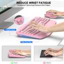 Wireless Keyboard and Mouse Combo, 2.4G Full Size Wave Keys Ergonomic Keyboard with Wrist Rest and 3-Level DPI Adjustable Wireless Ergonomic Mouse for Windows, Mac OS Desktop/Laptop/PC(Pink)