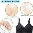 PRETTYWELL Wireless Bras for Women Molded Cup Comfort Seamless Push up No Underwire V-Neck Everyday Bra A to D Cup (Black, XXL)