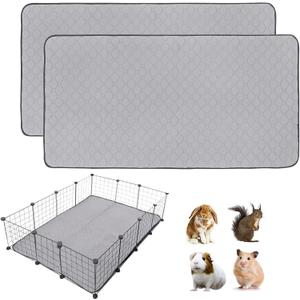Guinea Pig Cage Liners, 36''X48'' Washable Guinea Pig Pee Pads, Non Slip Reusable Super Absorbent Guinea Pig Training Mat Bedding Fleece for Small Animals Hamster Rabbit Chinchilla Rat, 2Pack