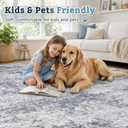 VECARF 9x12 Area Rug for Living Room: Washable Abstract Rugs Blue Grey
