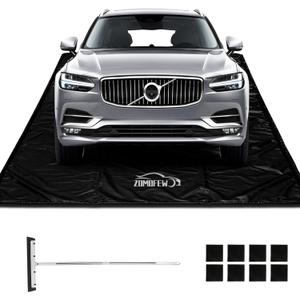 Containment Mat, Non-Slip Garage Floor Mat, Heavy Duty Waterproof Garage Car Mat for Snow Ice Water and Mud with Squeegee (7'9" x 16') (ZOMOFEW)