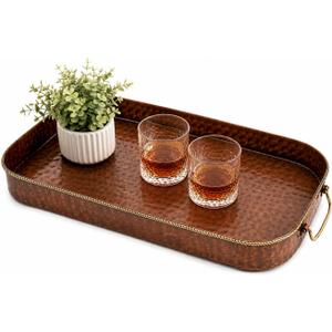 Old Dutch Oblong Antique Copper Tray with Cast Brass Handles