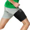 Thigh Support Brace, Hamstring Wrap Compression Sleeve with Anti-Slip Strip Support Thigh Quad Sprains, Tendonitis, Strains, Pulled Muscle Injury Rehab and Recovery, Fits Men and Women (Black, S)