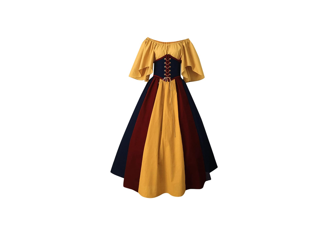 Renaissance Faire Dress for Women Vintage Halloween Costume with Corset Prom Dresses Costume Gown Medieval Dress, 3XL