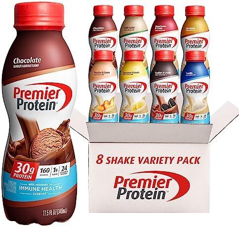 Premier Protein Shake, 8 Flavor Variety Pack, 30g Protein, No Added Sugar, 24 Vitamins & Minerals to Support Immune Health, 11 fl oz, 8 Pack Best Before Date 01/04/2026