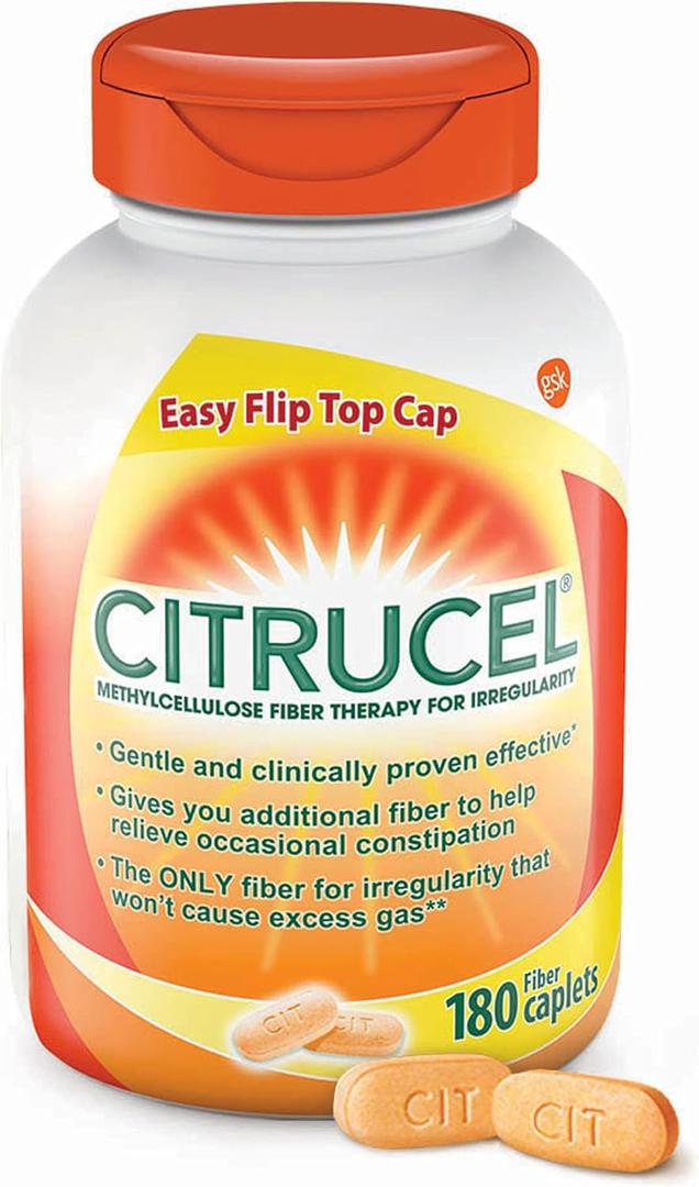 CITRUCEL Fiber Therapy Caplets for Irregularity, Easy to Swallow Methylcellulose, 180 Count