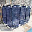 Pool Noodles Holder, Toys, Floats, Balls and Floats Equipment Mesh Rolling Storage Organizer Bin, Extra Large (30.2" L x 47.2" W x 34" H), Blue / White
