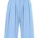 PRETTYGARDEN Summer Jumpsuits for Women Dressy 2026 Ribbed Cap Sleeve Wide Leg Pants Rompers Elegant Casual One Piece Outfits (Medium, Light Blue)