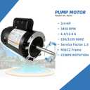B625 3/4HP Swimming Pool Pump Motor Compatible with A.O. Smith Century B625 Fit for Arneson Pool Sweep/Polaris Vac-Sweep PB460/Letro Jet Vac Pool Cleaners Pumps 115/230V 0.75 HP 3450RPM 56CZ Frame