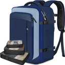 Vancropak 40L Carry On Travel Backpack, Flight Approved Expandable Weekender Bag with 3 Packing Cubes, Suitcase Backpack Fits 17" Laptop, Water Resistant Anti Theft Daypack Bag for Men Women, Blue