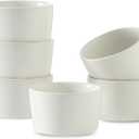 Ramekins 4 OZ,Oven Safe Small Ramekins Set for Creme Brulee, Souffle, White Ramkeins Kit for Baking, pudding, Ceramic Mini Ramkeins Set of 6, Custard cups for Kitchen, White