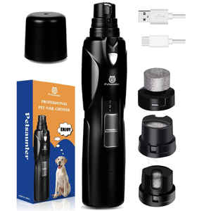 Petsaunter Dog Nail Grinder, 2-Speed and LED Light, Touch-Switch, TypeC, Quiet and Low-Vibration Dog Nail Trimmers, and 3 Ports for Large Dogs, Medium, Small Dogs Cats Pets with Hard or Thick Nail